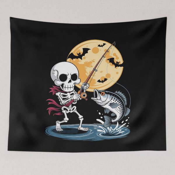 Item preview, Skeleton Fishing Halloween Bass Fisherman 1  designed and sold by ClassicAnthony.