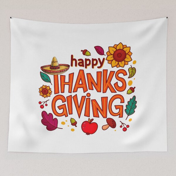 Item preview, Colorful Happy Thanksgiving – Festive Autumn Design with Sombrero and Fall Elements designed and sold by DesignArtist.ia.