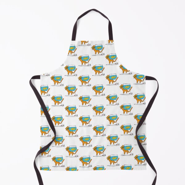 Item preview, Curious Cat and Fishbowl – Funny Cartoon Design designed and sold by YokoByIngoErno.