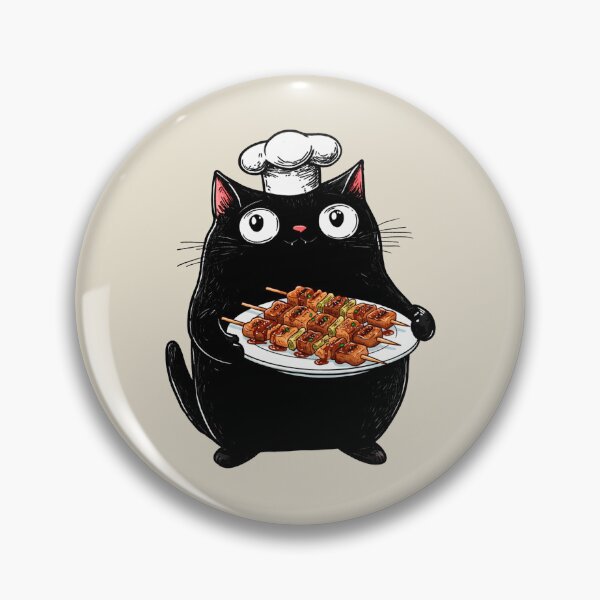 Item preview, Cat Chef, Yakitori, Retro Design designed and sold by OrenjiArtShop.