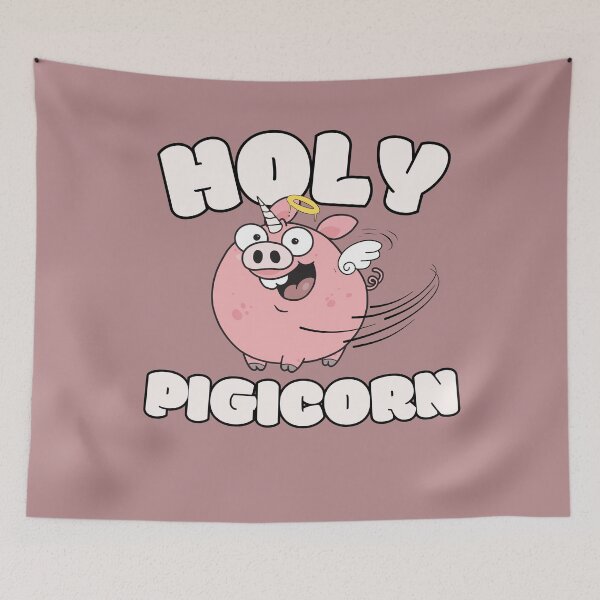 Item preview, Holy Pigicorn - Funny Angel Pig Unicorn Cartoon designed and sold by CypisDesign.