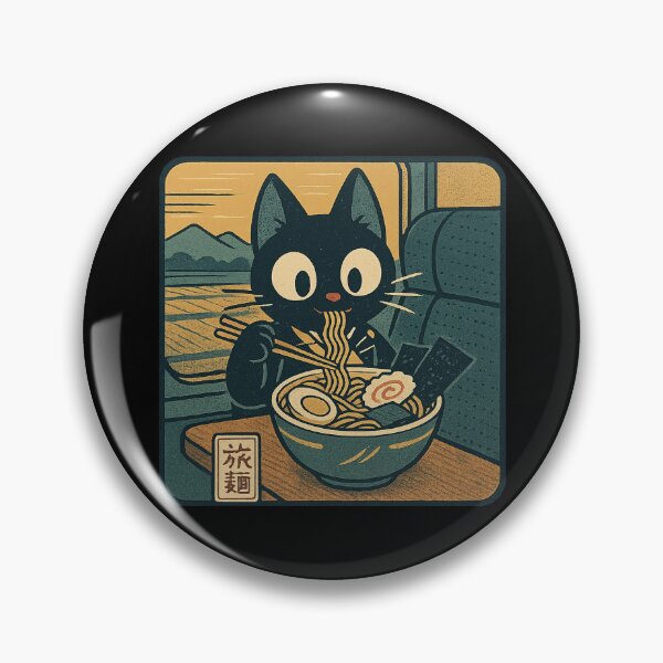 Item preview, Black Cat Ramen Cozy Travel Vintage Japanese Style designed and sold by Bongocomic.