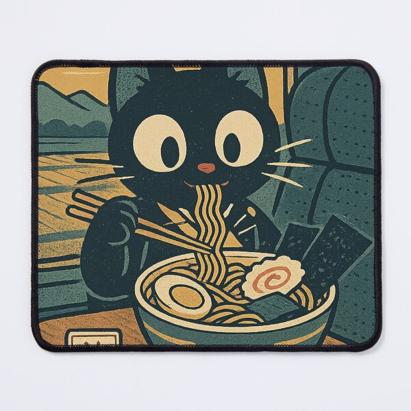 Item preview, Black Cat Ramen Cozy Travel Vintage Japanese Style designed and sold by Bongocomic.
