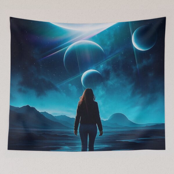 Item preview, Beneath Distant Worlds – Surreal Cosmic Sci-Fi Artwork designed and sold by seamless.