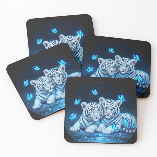 Item preview, Glow Art Twin Tiger Cubs: Mystical Blue Neon Wildlife designed and sold by thechoice1.