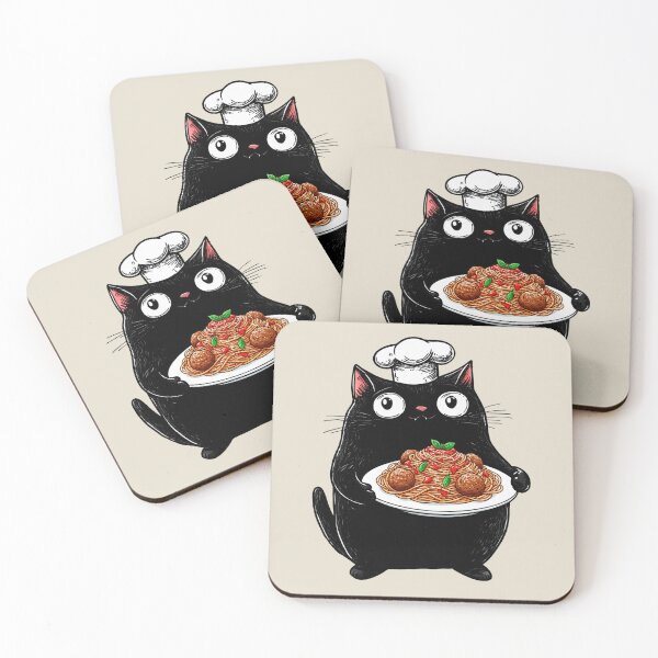 Item preview, Black cat, chef, Italian spaghetti designed and sold by OrenjiArtShop.