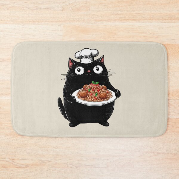 Item preview, Black cat, chef, Italian spaghetti designed and sold by OrenjiArtShop.