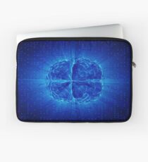Blue Glowing Brain Wired On Neural Surface Or Electronic Conductors Laptop Sleeve