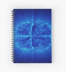 Blue Glowing Brain Wired On Neural Surface Or Electronic Conductors Spiral Notebook