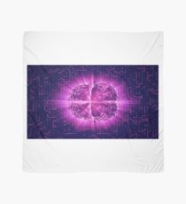 Purple Glowing Brain Wired On Neural Surface Or Electronic Conductors Scarf