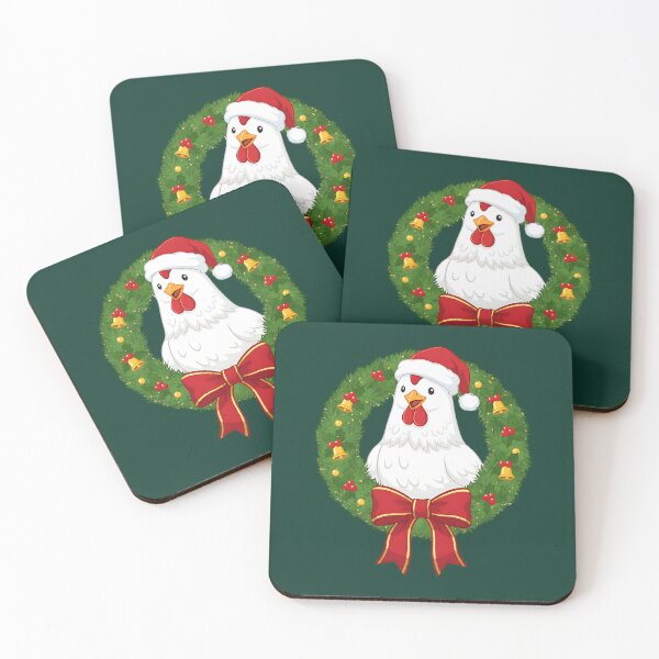 Item preview, Christmas Chicken in Wreath – Festive Santa Hat Farm Animal Holiday Design designed and sold by SkyTastic.