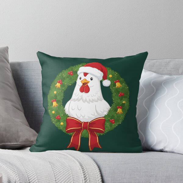 Item preview, Christmas Chicken in Wreath – Festive Santa Hat Farm Animal Holiday Design designed and sold by SkyTastic.