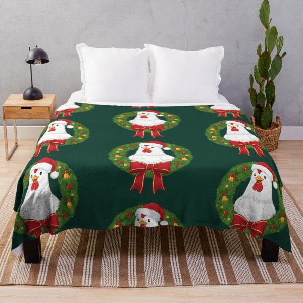 Item preview, Christmas Chicken in Wreath – Festive Santa Hat Farm Animal Holiday Design designed and sold by SkyTastic.