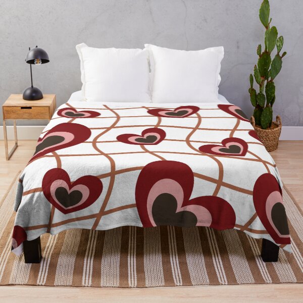 Item preview, Multiple maroon and pink layered hearts distributed over a brown wavy grid on a white background designed and sold by Crispifly.