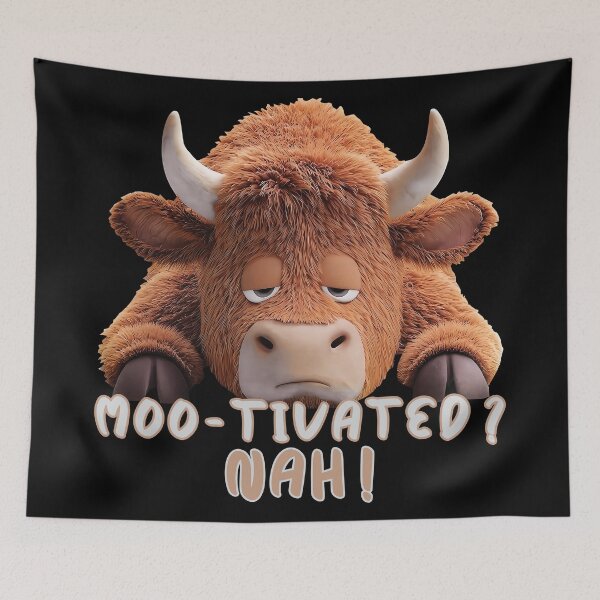 Item preview, Moo-tivated? Nah! Funny Fluffy Cow Claymation Style designed and sold by DG-ShopLT.