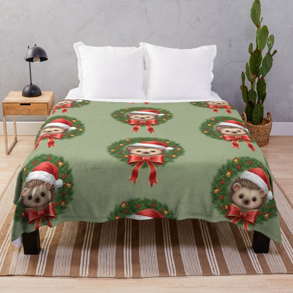 Item preview, Christmas Hedgehog in Wreath – Cute Santa Hat Animal Holiday Design designed and sold by SkyTastic.