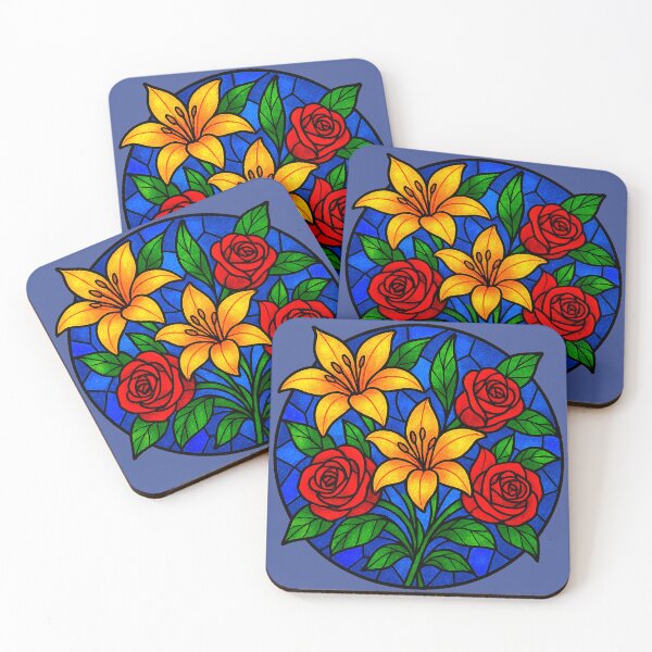 Item preview, Stained Glass Lilies and Roses designed and sold by MythicPixel.