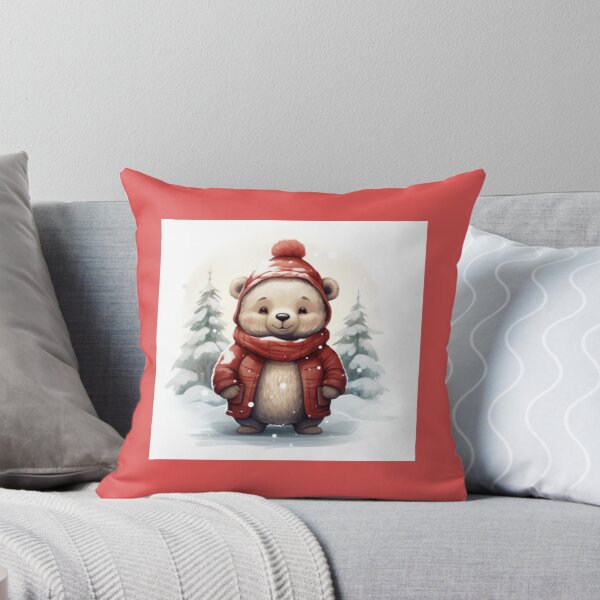 Item preview, Oso invernal con abrigo rojo designed and sold by TinyPlanetArt.