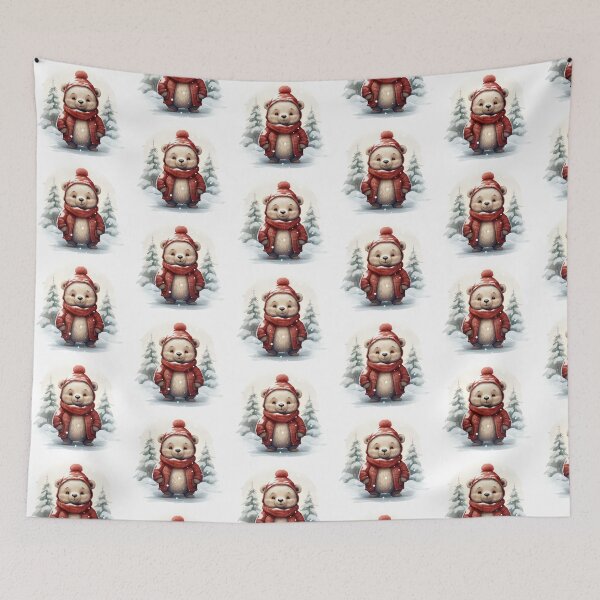 Item preview, Winter Bear in Red Coat designed and sold by TinyPlanetArt.
