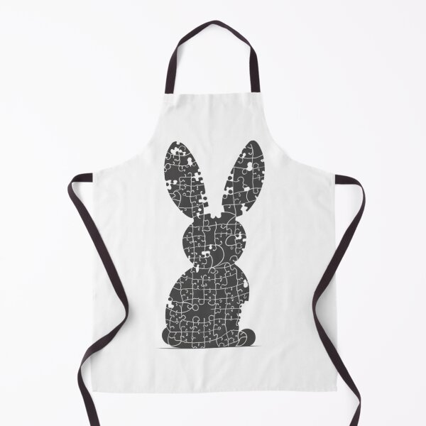 Item preview, picture, illustration, graphics, white, black, captivating silhouette composed entirely of puzzle pieces, rabbit designed and sold by gulka8.