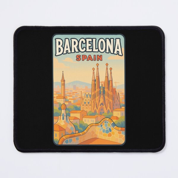 Item preview, Barcelona Spain Skyline Travel Retro designed and sold by TomFrontierArt.