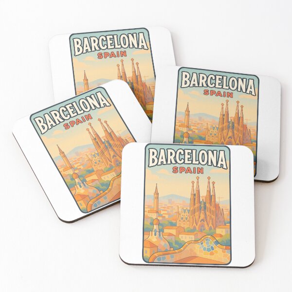 Item preview, Barcelona Spain Skyline Travel Retro designed and sold by TomFrontierArt.