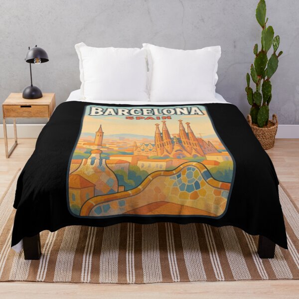 Item preview, Barcelona Spain Skyline Travel Retro designed and sold by TomFrontierArt.