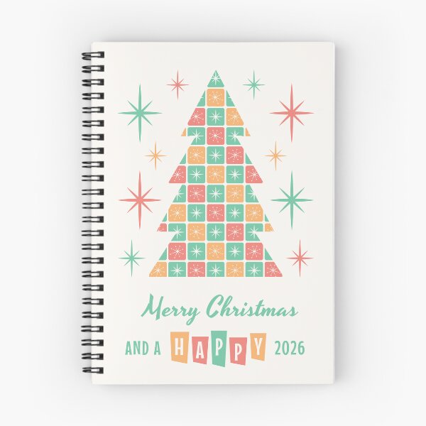 Item preview, Mid Century Modern Merry Christmas and a Happy 2026 Green Orange Red designed and sold by Pinkdeer Designs.