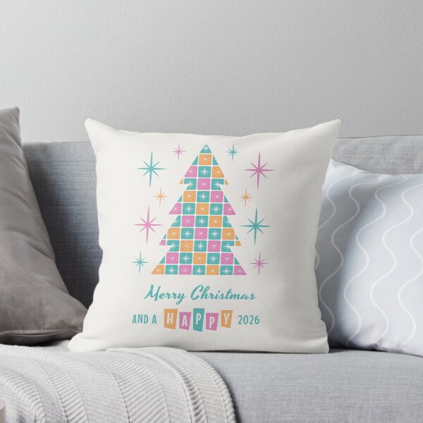 Item preview, Mid Century Modern Merry Christmas and a Happy 2026 Teal Pink Orange designed and sold by Pinkdeer Designs.