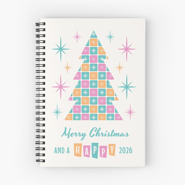Item preview, Mid Century Modern Merry Christmas and a Happy 2026 Teal Pink Orange designed and sold by Pinkdeer Designs.
