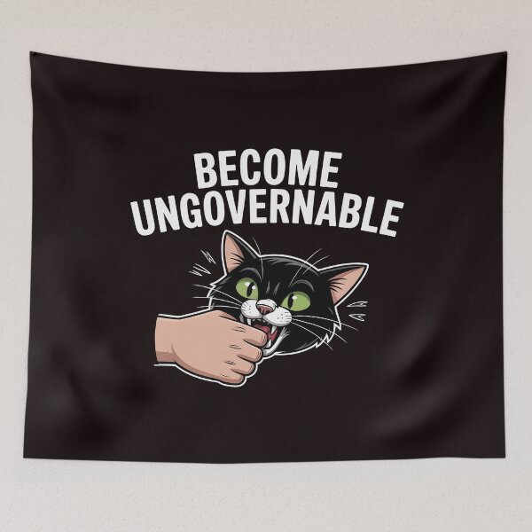 Item preview, Become Ungovernable Cat – Rebellious Black Cat Meme designed and sold by Redgiant87x.
