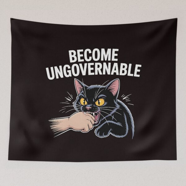 Item preview, Funny Black Cat Meme – Become Ungovernable Cat Design designed and sold by Redgiant87x.