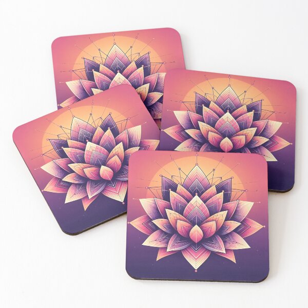 Item preview, Geometric Lotus Flower Art Print| Sacred Geometry Symbol | Sunset Colors Poster designed and sold by DMicolo.
