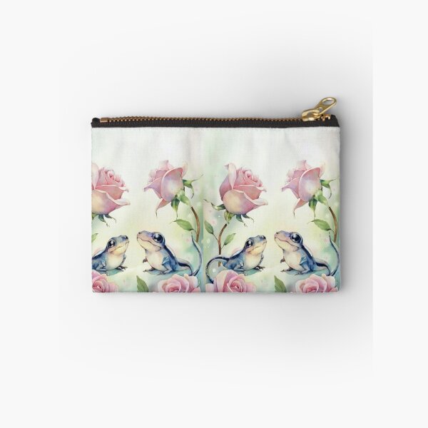 Item preview, watercolor, 2 cute salamanders, pink rose vinczi style, beautiful old style illustration designed and sold by gulka8.