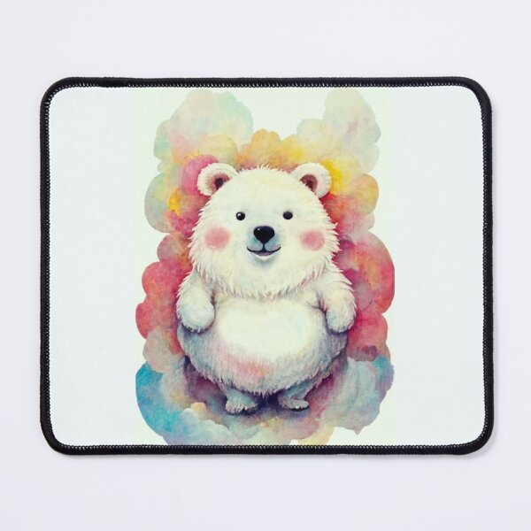 Item preview, cute fluffy albino teddy bear with belly, funny facial expressions, exaggerated action, a little hairy, elongated shape, cartoon style, minimalism,  designed and sold by gulka8.