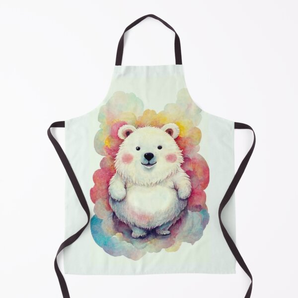 Item preview, cute fluffy albino teddy bear with belly, funny facial expressions, exaggerated action, a little hairy, elongated shape, cartoon style, minimalism, designed and sold by gulka8.