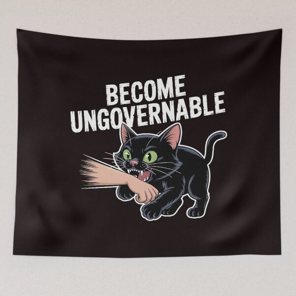 Item preview, Black Cat Biting Hand – Become Ungovernable Meme Design designed and sold by Redgiant87x.