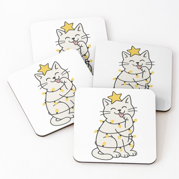 Item preview, Chaotic Christmas Cat – Funny Minimal Line Drawing designed and sold by ShapedUp.