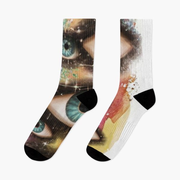 Item preview, watercolor illustration of many cut-out eyes pasted in velvet - all eyes covered in glitter - colorful collage. soft light, UHD photos, airbrush, glossy/glossy, designed and sold by gulka8.