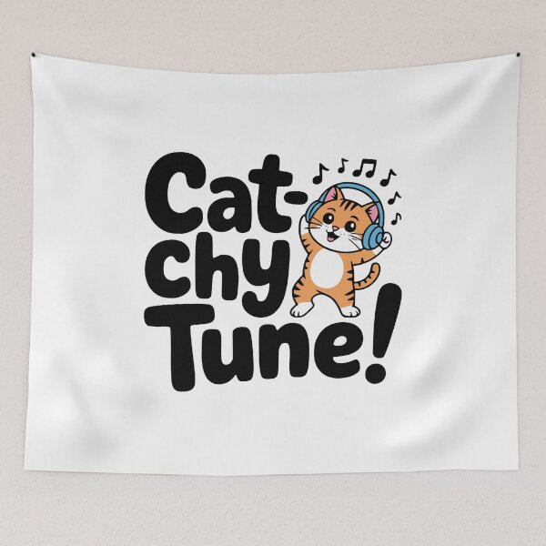 Item preview, Cat-chy Tunes! Cute Dancing Cat Pun designed and sold by PMCreative.