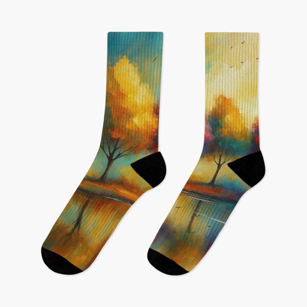 Item preview, Rainbow Reflections Vibrant Trees at Sunset designed and sold by Joey Santiago.