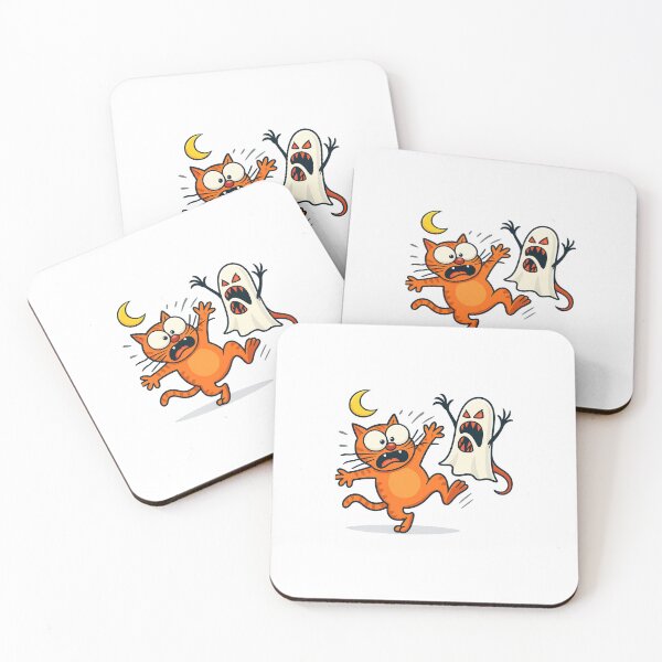 Item preview, Scaredy Cat & the Ghost – Funny Halloween Cartoon designed and sold by YokoByIngoErno.