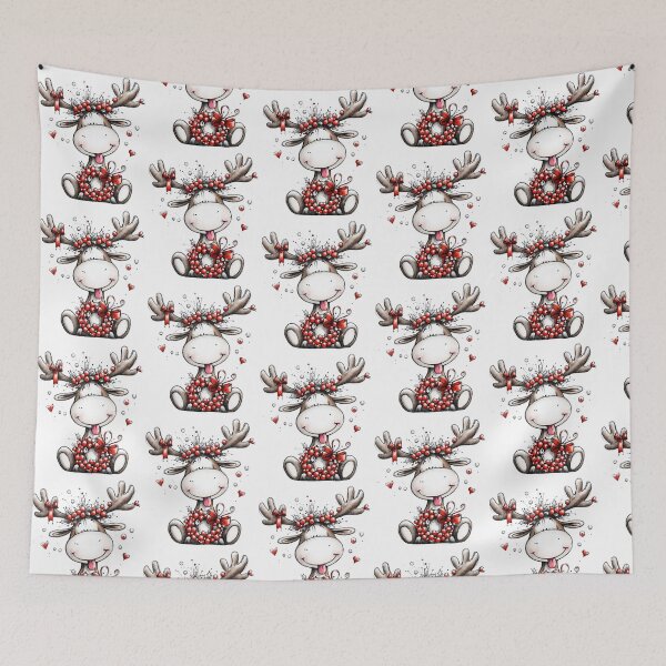 Item preview, Holly-Crowned Reindeer with Berry Wreath designed and sold by QuietBloom80.