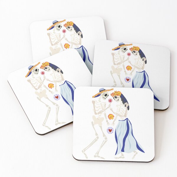 Item preview, Dancing skeleton couple – romantic day of the dead art designed and sold by olenapetol.
