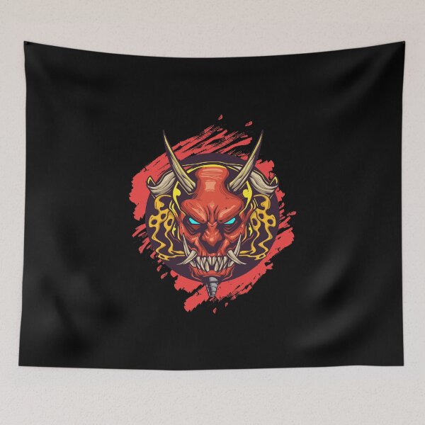 Item preview, Red skull mask of a samurai from Eastern mythology designed and sold by Joncasmiart.
