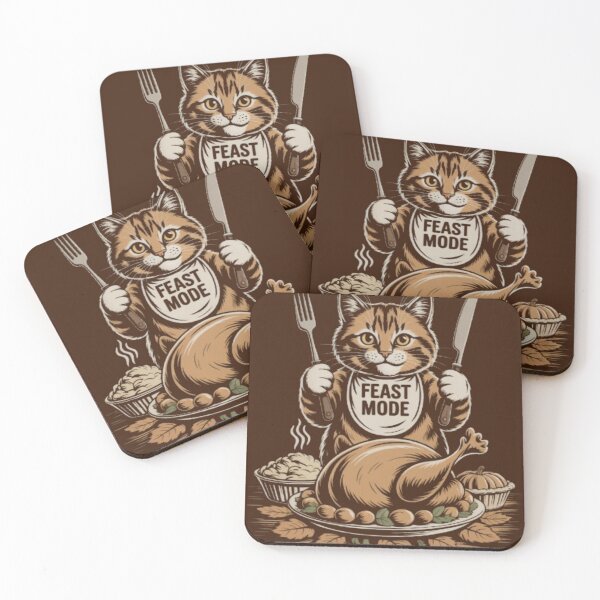 Item preview, Thankgiving Cat Brown Turkey Dinner Fork Knife Humor designed and sold by JediKittenWars.