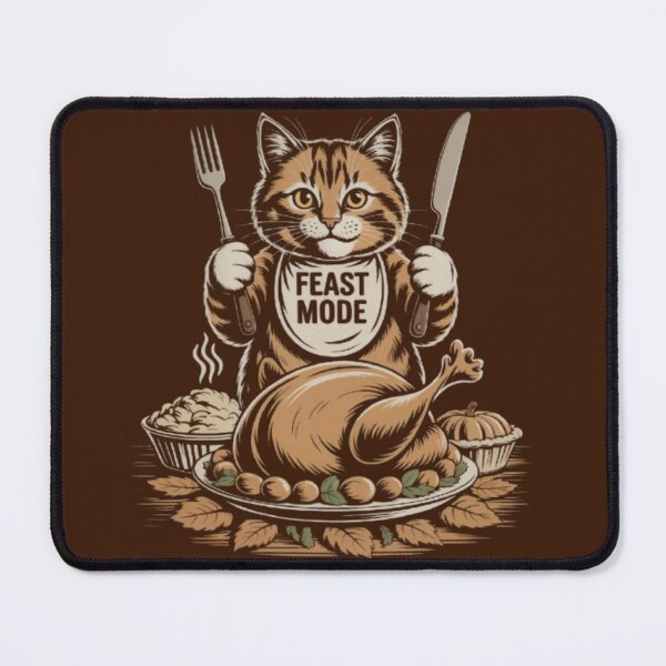 Item preview, Thankgiving Cat Brown Turkey Dinner Fork Knife Humor designed and sold by JediKittenWars.