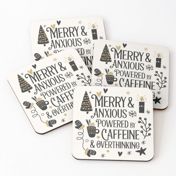 Item preview, Merry & Anxious Christmas – Funny Holiday Anxiety Design for Coffee Lovers & Overthinkers designed and sold by imaniko.