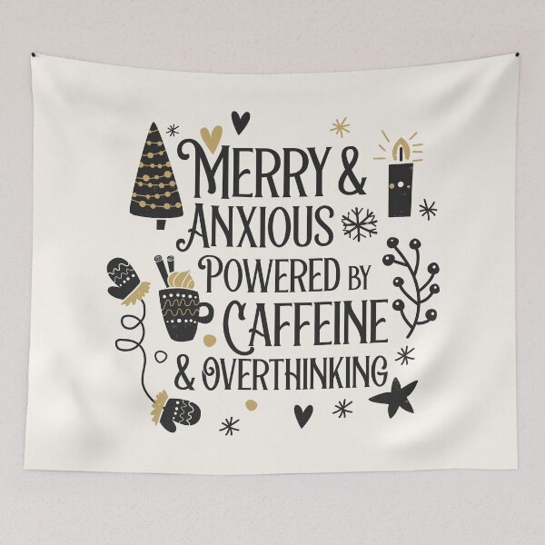 Item preview, Merry & Anxious Christmas – Funny Holiday Anxiety Design for Coffee Lovers & Overthinkers designed and sold by imaniko.