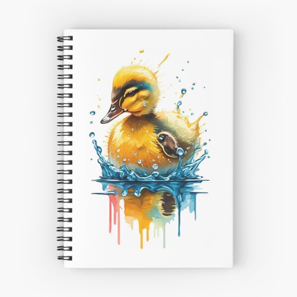 Item preview, transparent white background, clear lines, very detailed, funny watercolor scene with little ducklings splashing in a puddle, joyful, vivid, cute, watercolor, natural daylight, vivid color palette, designed and sold by gulka8.